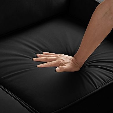 Merax 3-Seater Velvet Sofa Couch with Scooped Armrest