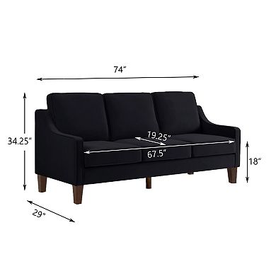 Merax 3-Seater Velvet Sofa Couch with Scooped Armrest