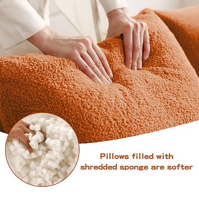 Merax Soft Teddy Fabric Boneless Sofa,Anti-Slip Design,Assembly Chaise Lounge Curved