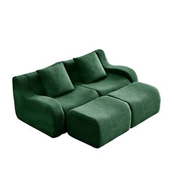 Merax Soft Teddy Fabric Boneless Sofa,Anti-Slip Design,Assembly Chaise Lounge Curved
