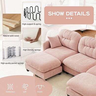 Merax Modular Sectional Couch Soft Chenille Fabric High Density Foam