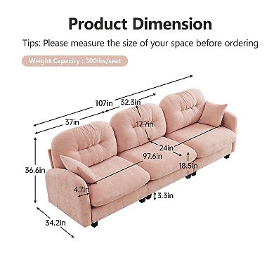 Merax Modular Sectional Couch Soft Chenille Fabric High Density Foam