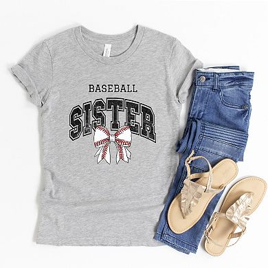 Baseball Sister Varsity Coquette - Youth Short Sleeve Graphic T-Shirt