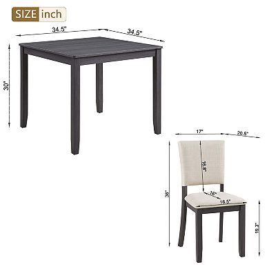 Merax Modern Wooden 5 Piece Dining Set Spacious Comfort Meets Space Saving Design