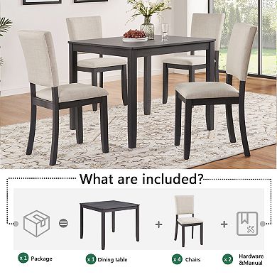 Merax Modern Wooden 5 Piece Dining Set Spacious Comfort Meets Space Saving Design
