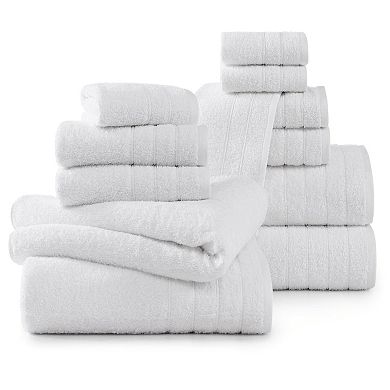 Soft & Durable Cotton Bath Towel Set - 12 Pieces