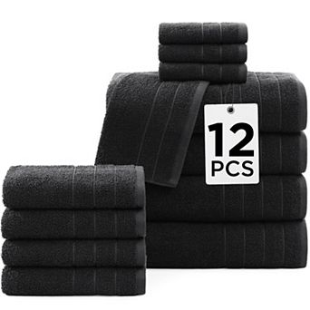 Soft & Durable Cotton Bath Towel Set - 12 pc