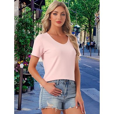 Women's T Shirts Short Sleeve Basic Tee Outfits Comfy Shirts V Neck Soft Casual Summer Pajama Tops
