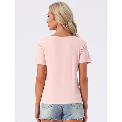 Women's T Shirts Short Sleeve Basic Tee Outfits Comfy Shirts V Neck Soft Casual Summer Pajama Tops