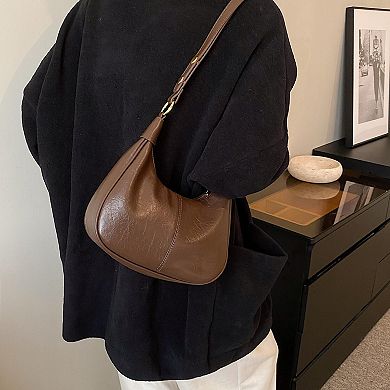 Retro PU Leather Small Shoulder Bag - Adjustable Strap for Daily Use