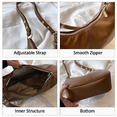 Retro PU Leather Small Shoulder Bag - Adjustable Strap for Daily Use