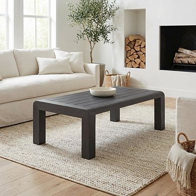 Black Aluminum Coffee Table with Modern Rectangle Top and Durable Frame
