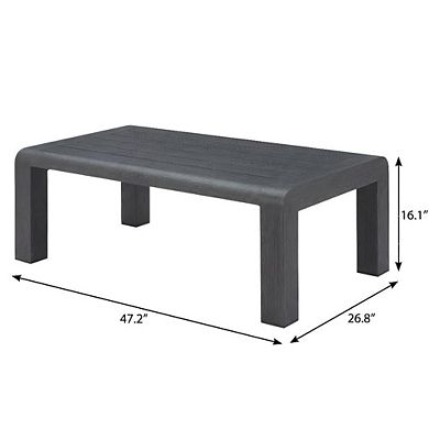 Black Aluminum Coffee Table with Modern Rectangle Top and Durable Frame