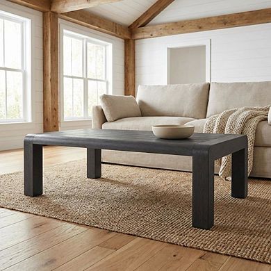Black Aluminum Coffee Table with Modern Rectangle Top and Durable Frame