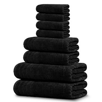 Pack of 8 Cotton Towels: 2 XL Bath, 2 Hand, 4 Washcloths - Lightweight, Quick Dry, Super Absorbent