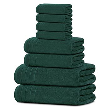 Pack of 8 Cotton Towels: 2 XL Bath, 2 Hand, 4 Washcloths - Lightweight, Quick Dry, Super Absorbent