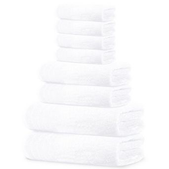 Pack of 8 Cotton Towels: 2 XL Bath, 2 Hand, 4 Washcloths - Lightweight, Quick Dry, Super Absorbent