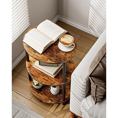 Rustic 3-Tier Round Side Table for Small Spaces - Easy Assembly