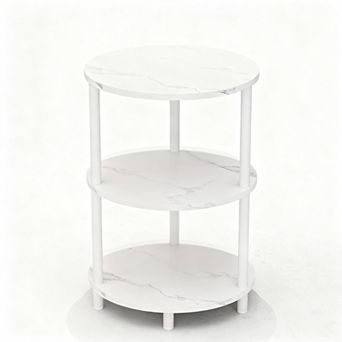Rustic 3 tier Round Side Table for Small Spaces - Easy Assembly