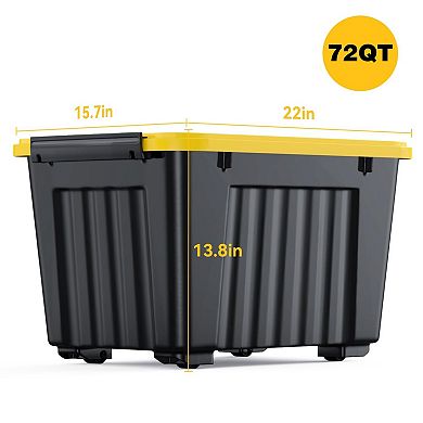 Stackable & Nestable 72QT Storage Bins with Secure Buckles for Organized Space