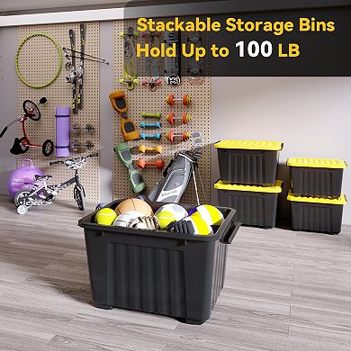 Stackable & Nestable 72QT Storage Bins with Secure Buckles for Organized Space