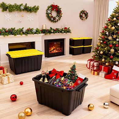 Stackable & Nestable 72QT Storage Bins with Secure Buckles for Organized Space