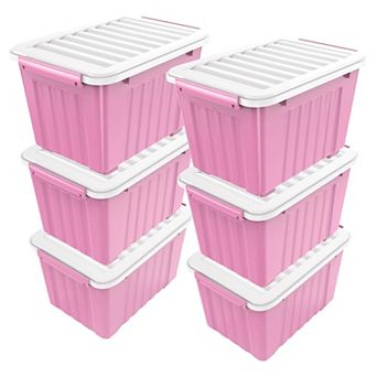 Stackable & Nestable 72-qt Storage Bins with Secure Buckles for Organized Space