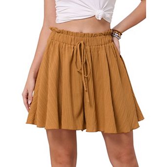 Summer Shorts for Women Casual Drawstring High Waist Wide Leg Vacation Beach Flowy Shorts