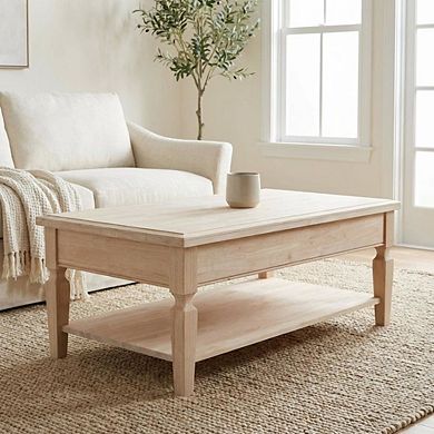 Unfinished Hardwood Coffee Table with Durable Build and Easy Care Instructions