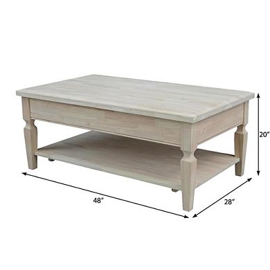 Unfinished Hardwood Coffee Table with Durable Build and Easy Care Instructions