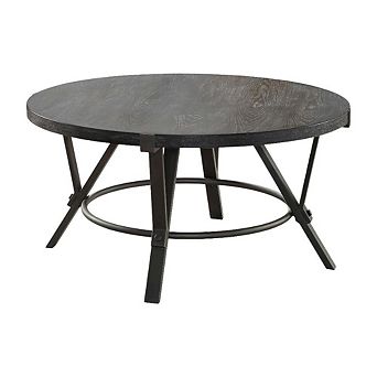 Gray Coffee Table with MDF and Iron Frame Durable Construction for Living Room