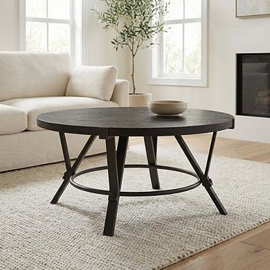 Gray Coffee Table with MDF and Iron Frame Durable Construction for Living Room