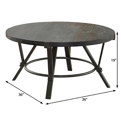 Gray Coffee Table with MDF and Iron Frame Durable Construction for Living Room