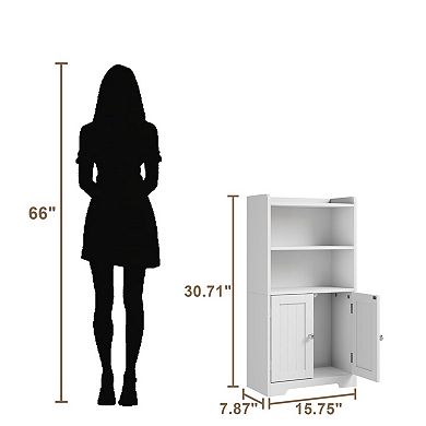 Small Bathroom Cabinet with Shelves and Doors for Space-saving Storage