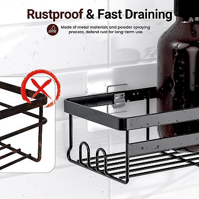 Stainless Steel Shower Caddies with Hooks for Bathroom, Bedroom, Kitchen