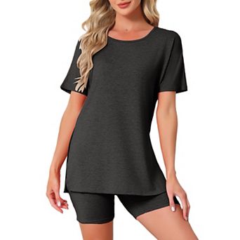 Women's Pajama Set Short Sleeve Tops with Fitted Tight Shorts Sleepwear Nightwear Lounge Set
