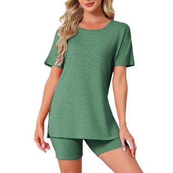 Women's Pajama Set Short Sleeve Tops with Fitted Tight Shorts Sleepwear Nightwear Lounge Set