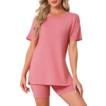 Women's Pajama Set Short Sleeve Tops with Fitted Tight Shorts Sleepwear Nightwear Lounge Set