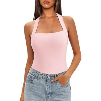 Women's Halter Tops Sleeveless Square Neck Tank Top Summer Going Out Tops Side Slits Y2k Outfits