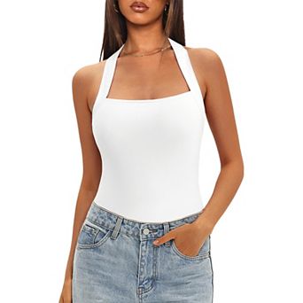 Women's Halter Tops Sleeveless Square Neck Tank Top Summer Going Out Tops Side Slits Y2k Outfits