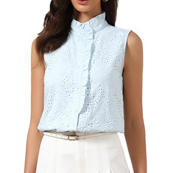 Eyelet Tops for Women Summer Hollow Out Crochet Floral Embroidered Sleeveless Tank Top