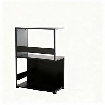 S Shape Small Side Table with 2 Shelves for Bedroom Living Room