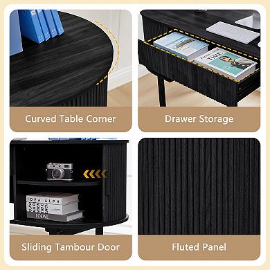 Modern oval storage coffee table with storage functionality