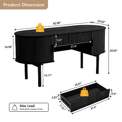Modern oval storage coffee table with storage functionality