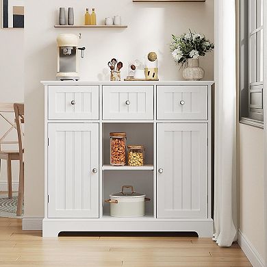 Side cabinet with drawers and doors, self-service cabinet for the living room, suitable for kitchen