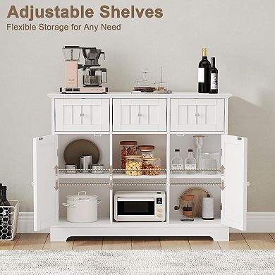 Side cabinet with drawers and doors, self-service cabinet for the living room, suitable for kitchen