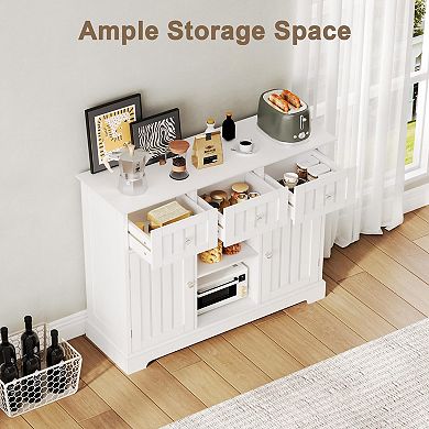 Side cabinet with drawers and doors, self-service cabinet for the living room, suitable for kitchen