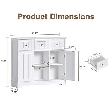 Side cabinet with drawers and doors, self-service cabinet for the living room, suitable for kitchen