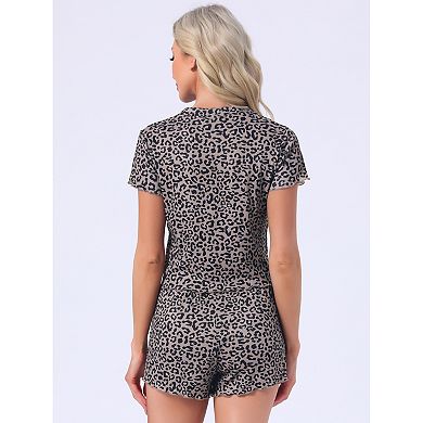 Women's Pajamas Soft Stretchy O-Neck Short Sleeve Tops with Shorts Cute Patterns Ruffle Lounge Sets