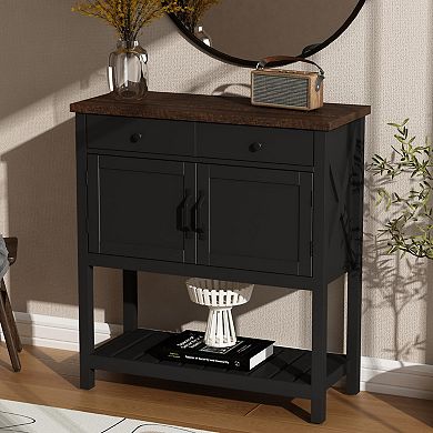 Rustic-Style Console Table with Storage Function